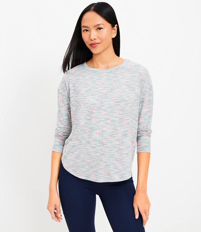 LOU & GREY for Loft Rainbow Sprinkle Puff Sleeve Terry Top Sweater