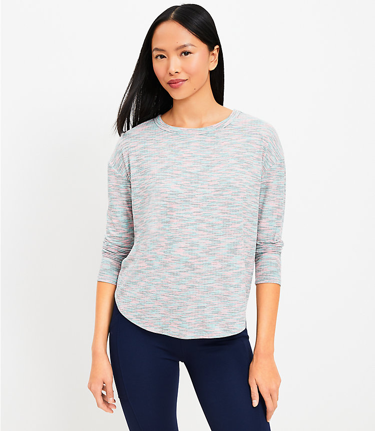 Lou & Grey Marled Ribbed Shirttail Top image number 0