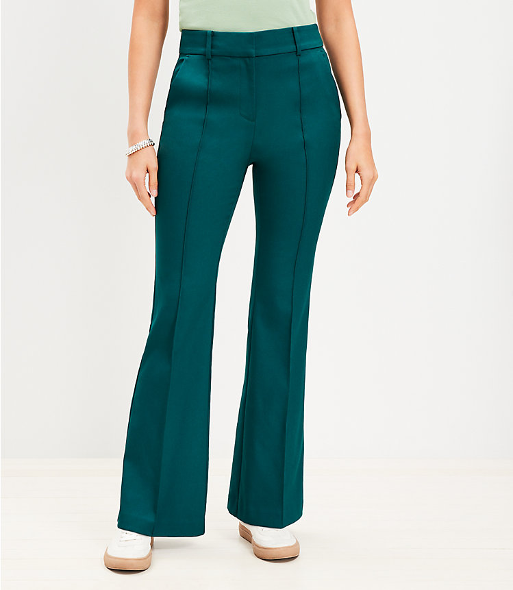 Petite Pintucked Sutton Flare Pants image number null