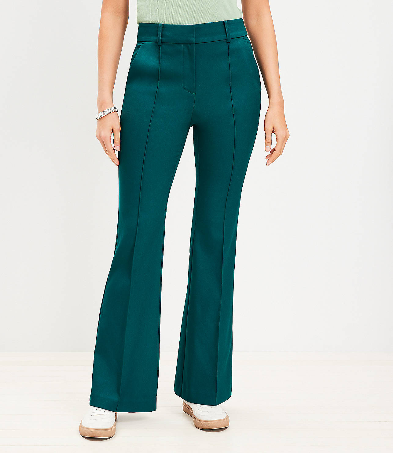 Petite Pintucked Sutton Flare Pants