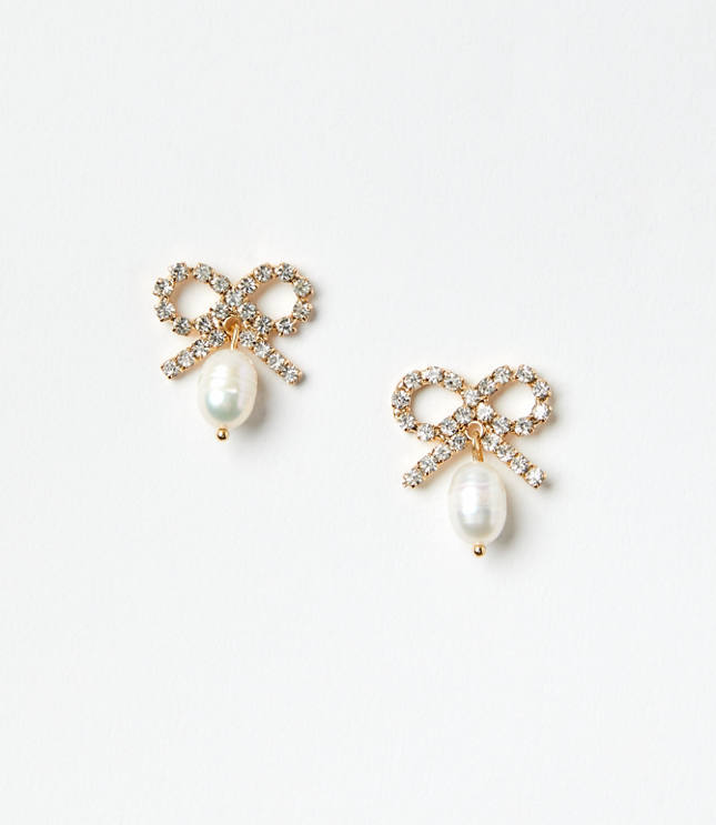 Pearlized Bow Drop Earrings