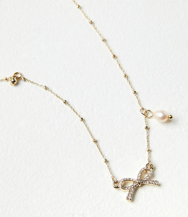 Loft Delicate Bow Necklace Goldtone Women's