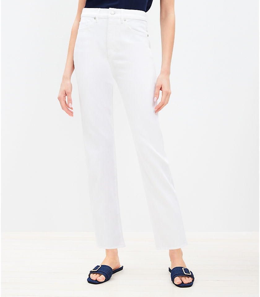 High Rise Slim Jeans in White