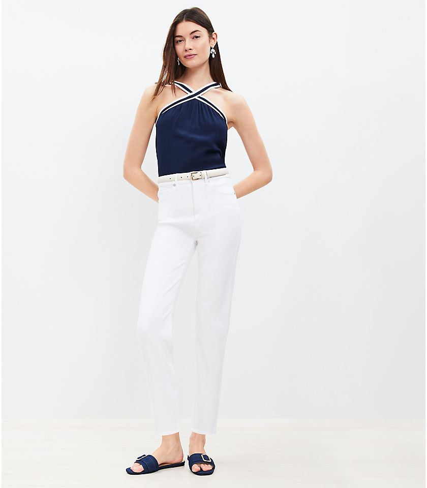 High Rise Slim Jeans in White