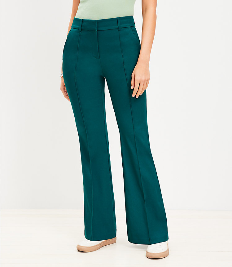Curvy Pintucked Sutton Flare Pants image number null