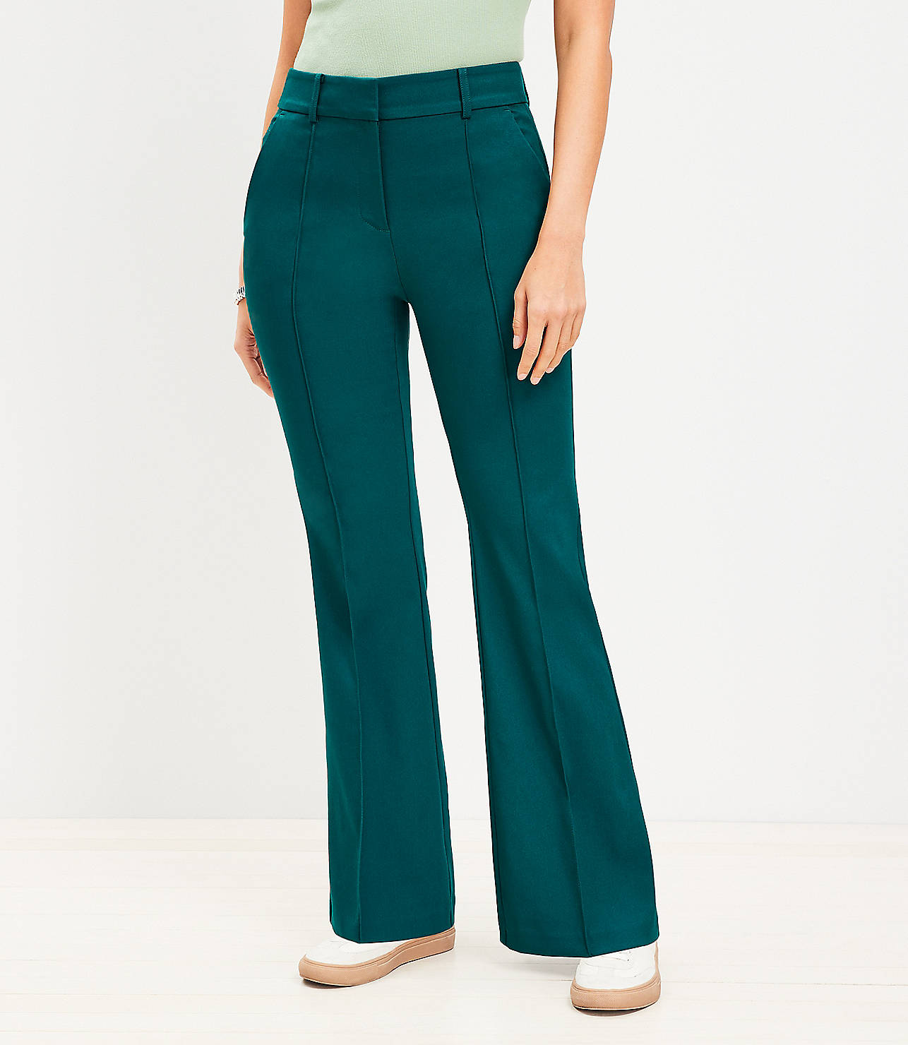 Curvy Pintucked Sutton Flare Pants