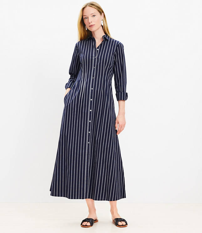 Striped Mini Wrap Shirtdress