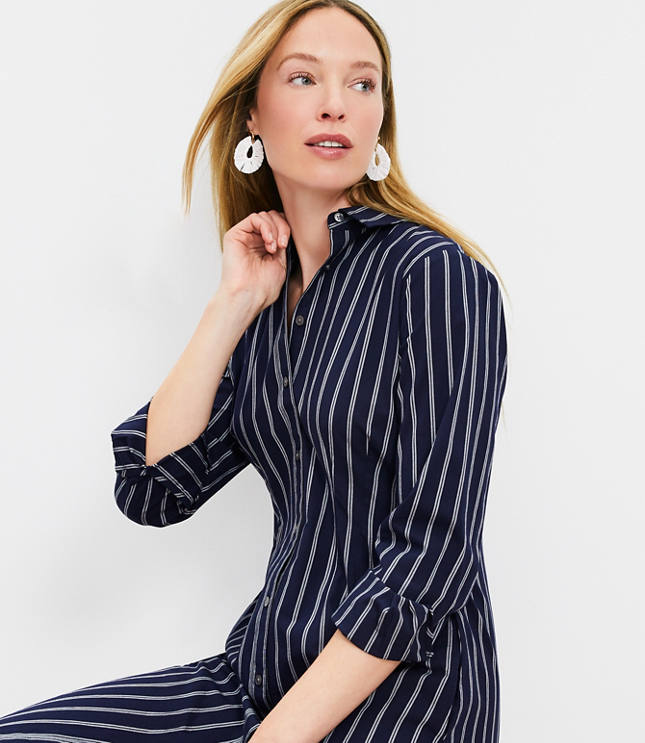 Striped Mini Wrap Shirtdress