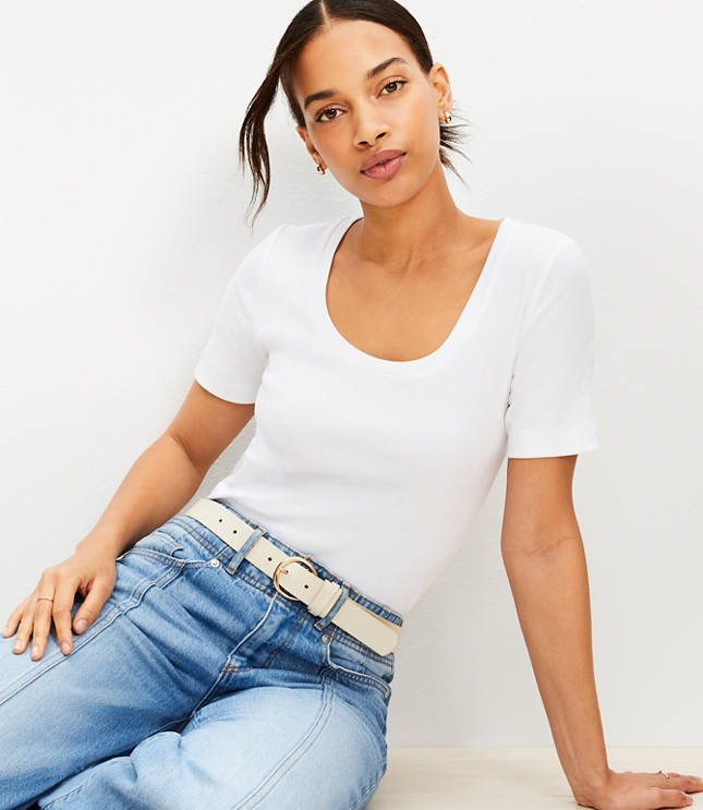 Ribbed Scoop Neck Tee