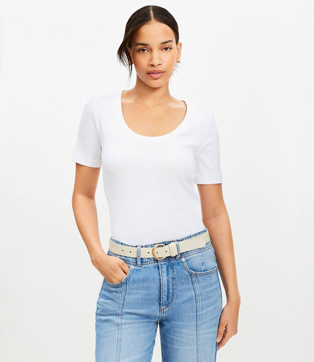 Ribbed Scoop Neck Tee