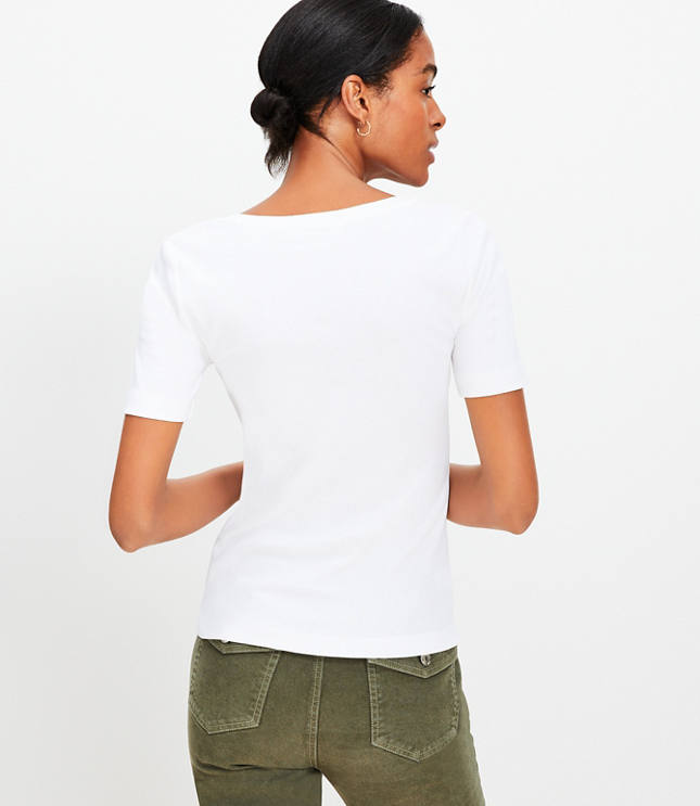 Ribbed Scoop Neck Tee