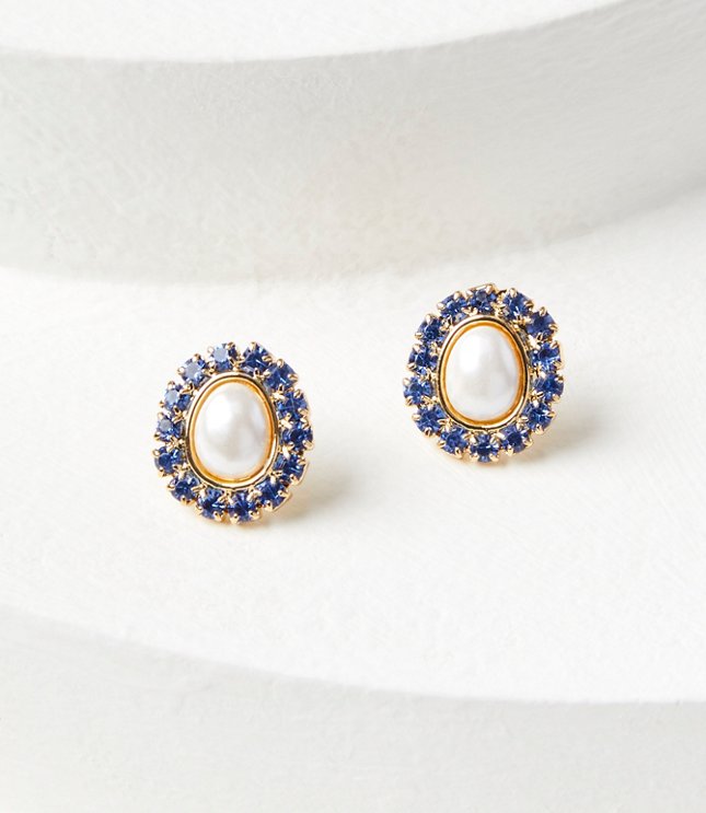 Pearlized Crystal Stud Earrings
