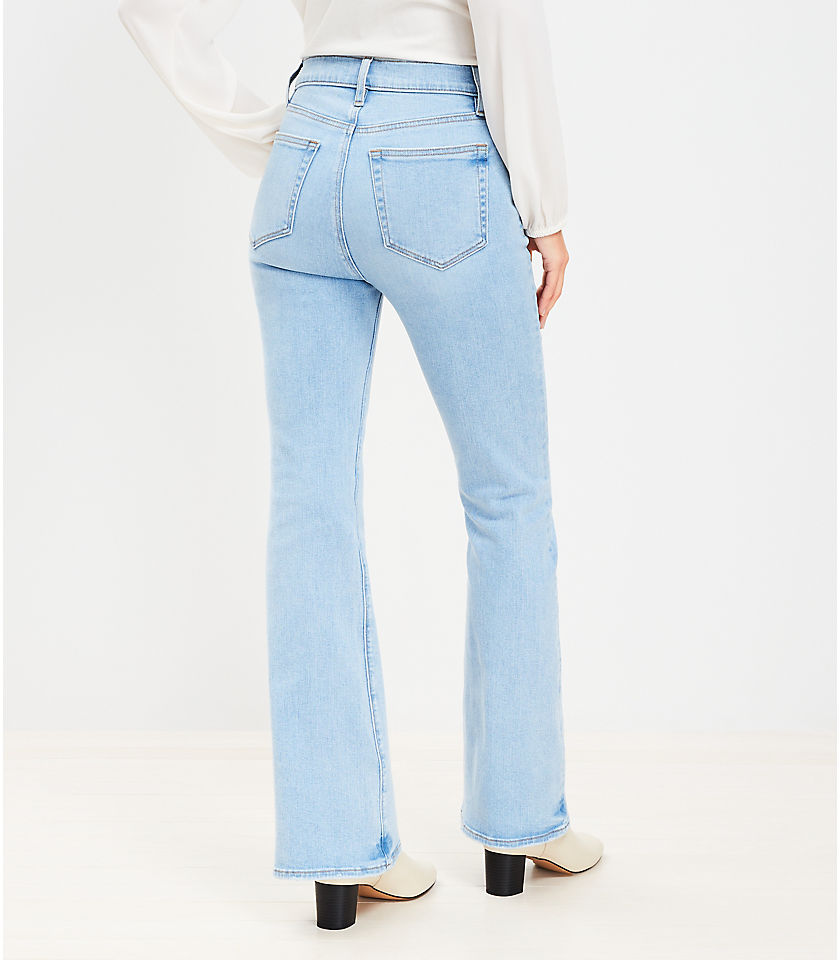 Petite High Rise Slim Flare Jeans in Light Wash