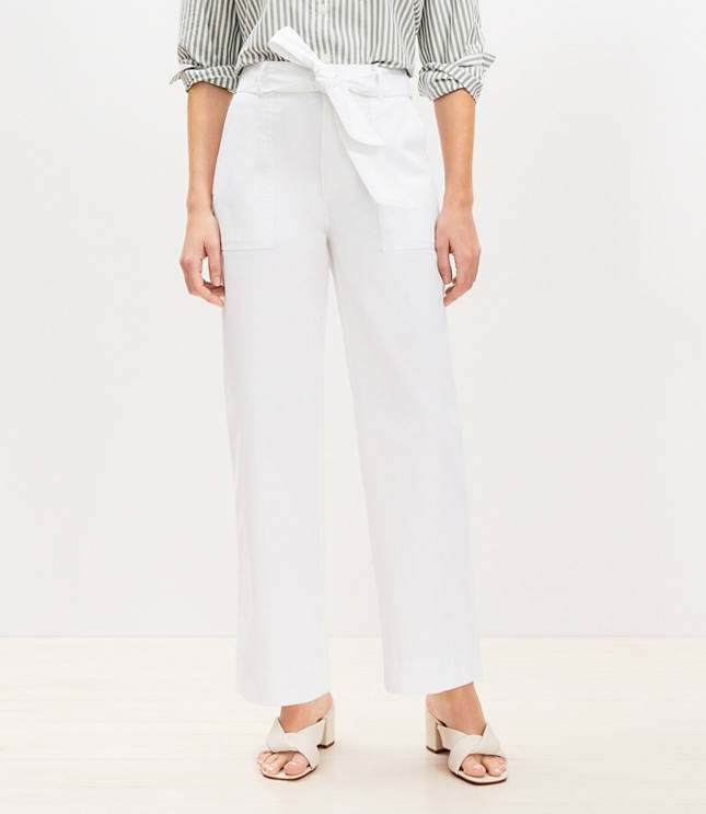 Tall Devin Tie Waist Slim Pants in Twill - Almondine