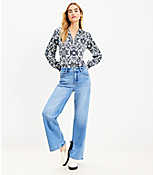Petite High Rise Wide Leg Jeans in Bright Mid Indigo Wash carousel Product Image 2