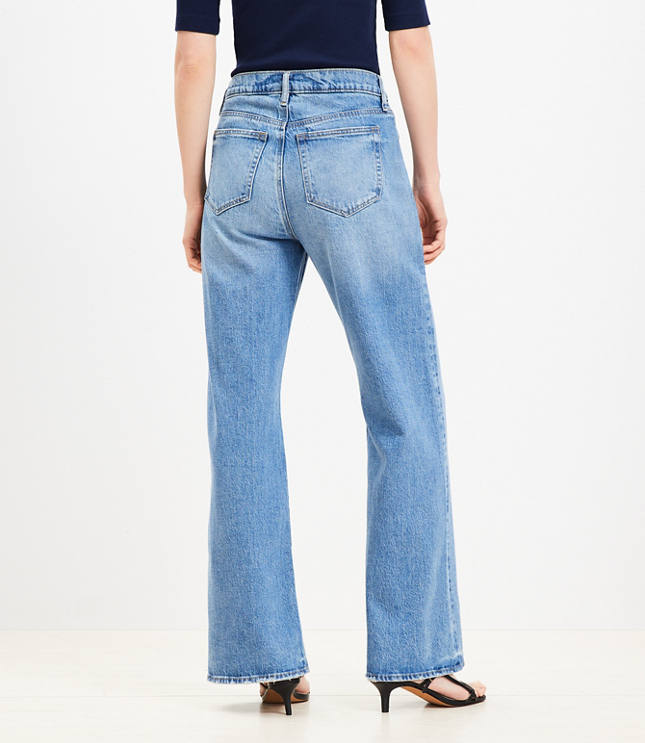 Petite High Rise Wide Leg Jeans in Bright Mid Indigo Wash