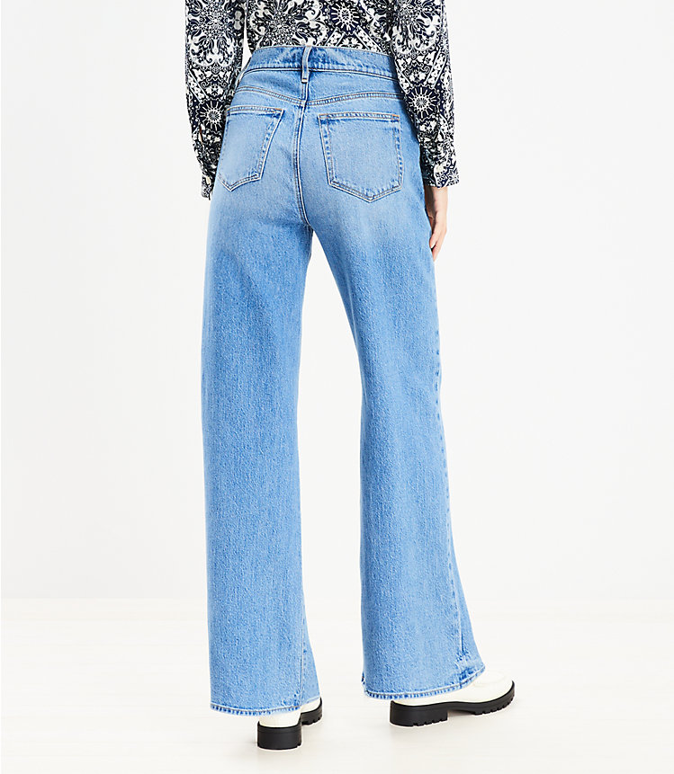 Petite High Rise Wide Leg Jeans in Bright Mid Indigo Wash image number 2