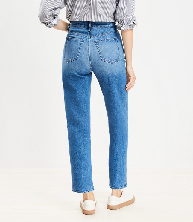 Petite High Rise Straight Jeans in Vintage Mid Indigo Wash