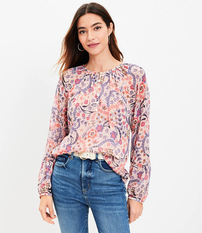 Bloom Bubble Sleeve Henley Top