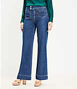 Curvy Patch Pocket High Rise Wide Leg Jeans in Dark Wash carousel Product Image 1
