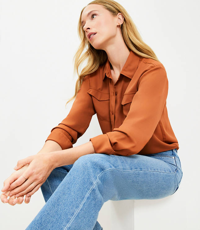 Loft Wide Cuffed Utility Shirt