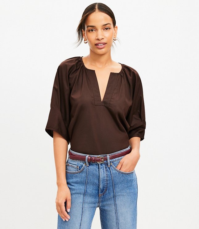 Wide Hem V-Neck Top