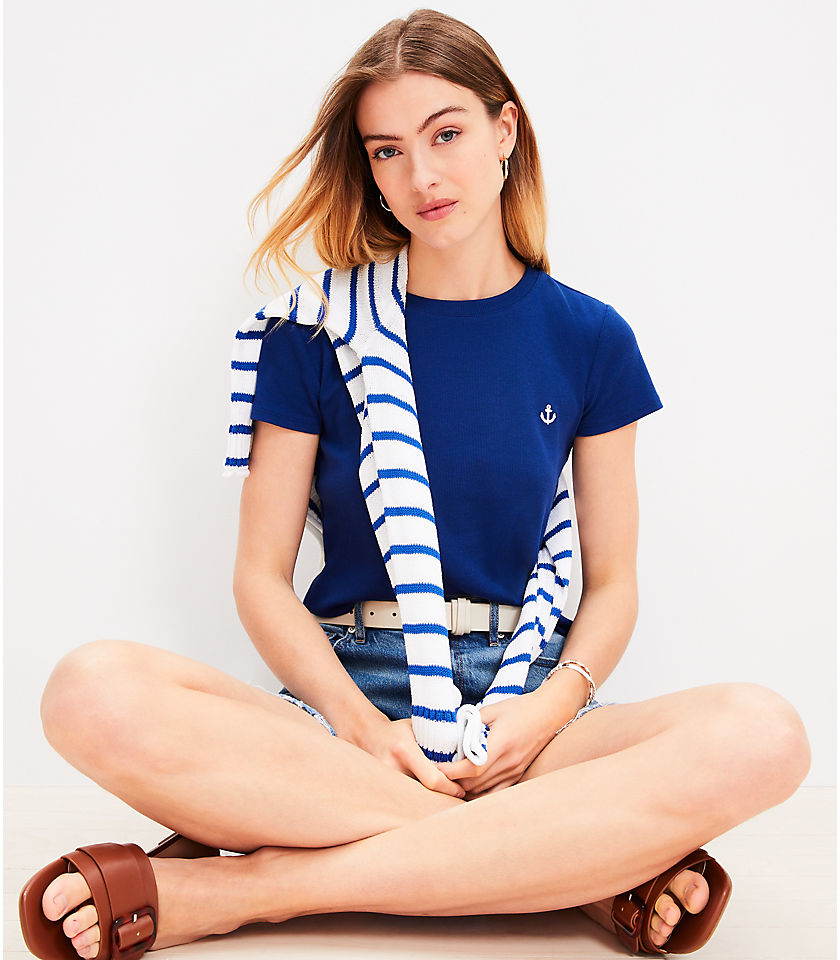 Petite Anchor Ribbed Tee
