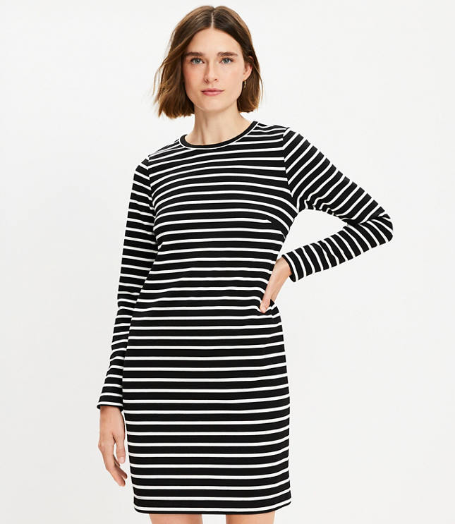 Striped Ottoman Mock Neck Dress