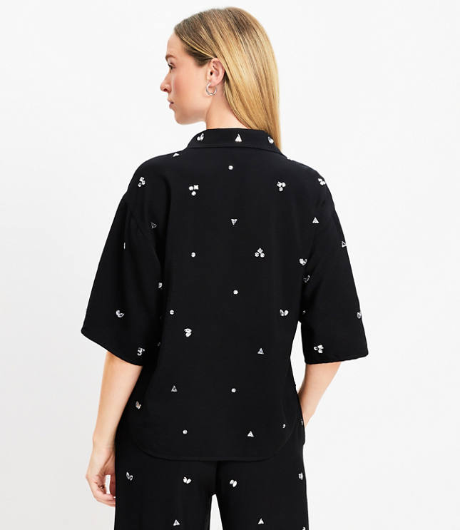 Jeweled Cluster Short Sleeve Shirt