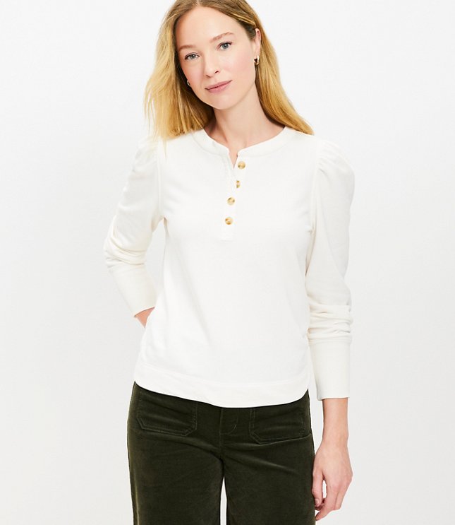 Petite Pleated Sleeve Sweatshirt