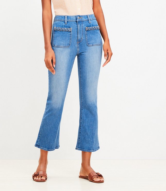 Step Hem High Rise Kick Crop Jeans in Classic Mid Wash - Classic Mid Wash