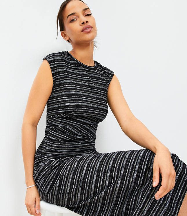 Petite Ribbed Turtleneck Midi Sweater Dress