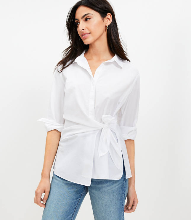 Poplin Seamed Blouson Back Shirt