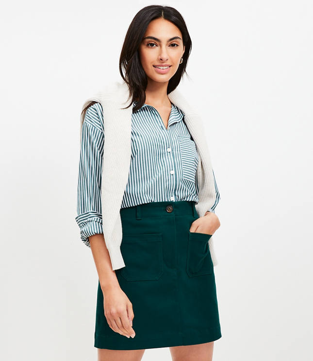 Shimmer Stripe Twist Shift Skirt