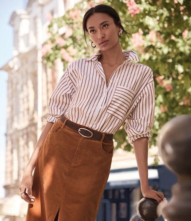 Striped Cotton Everyday Oversized Pocket Shirt