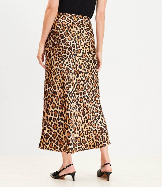 Leopard Print Bias Midi Skirt