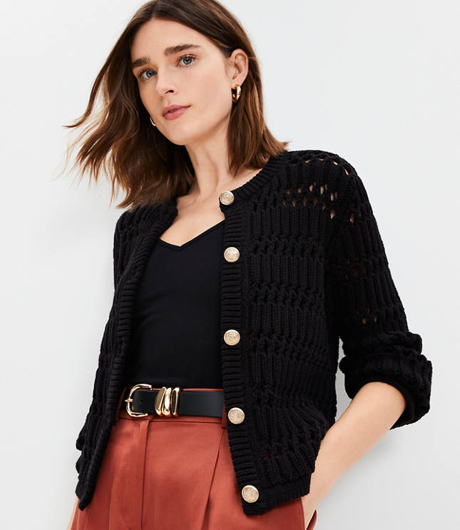 Black polka dot cardigan sweater for women, autumn and winter. A20 main image 0