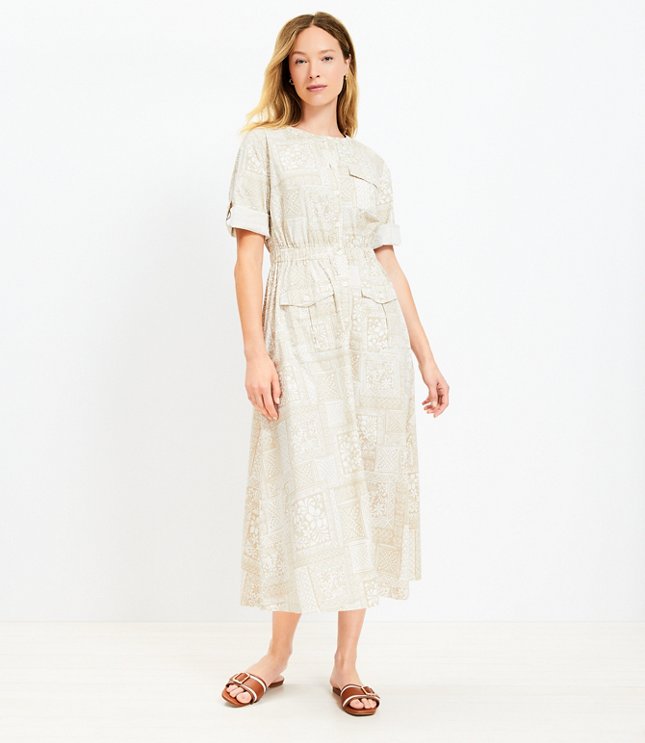 Petite Tile Utility Midi Pocket Dress