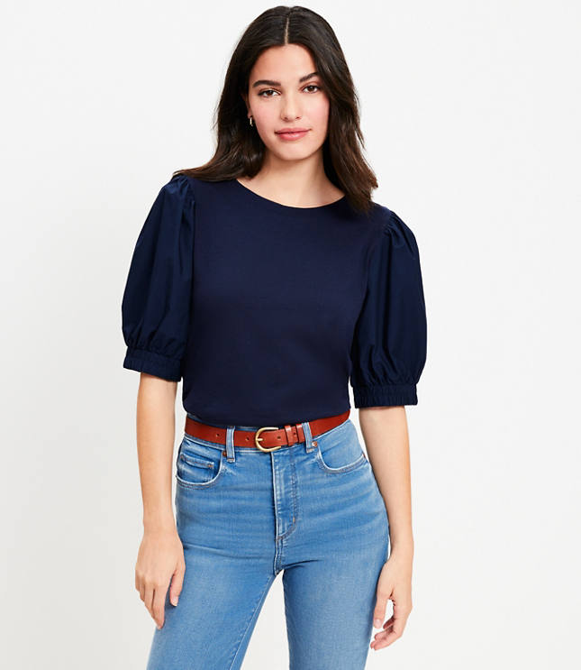 Petite Pleated Sleeve Sweatshirt