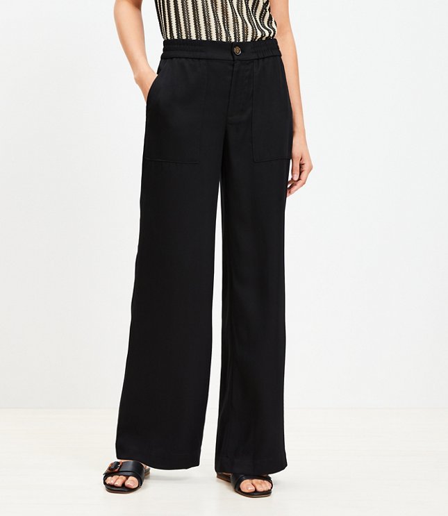 Petite Patch Pocket Wide Leg Pants in Emory