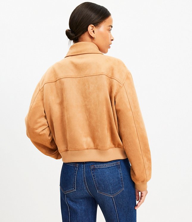 Faux Suede Bomber Jacket