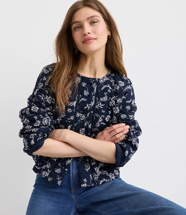 Petite Floral Quilted Jacket