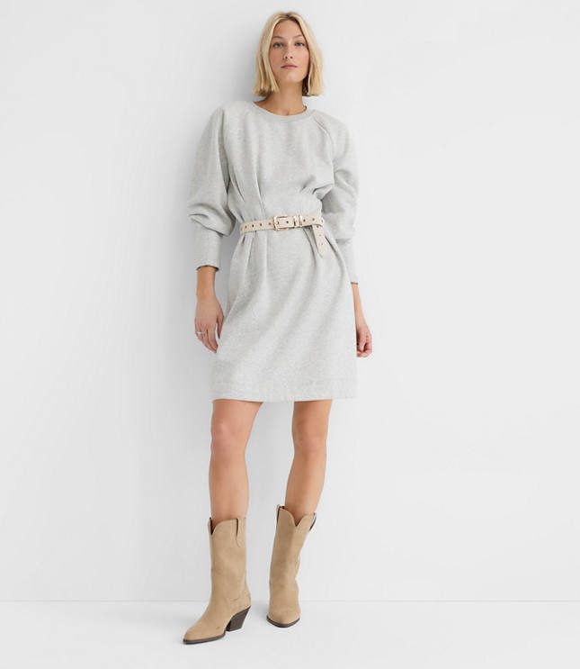 Petite Heathered Pleated Terry Mini Dress