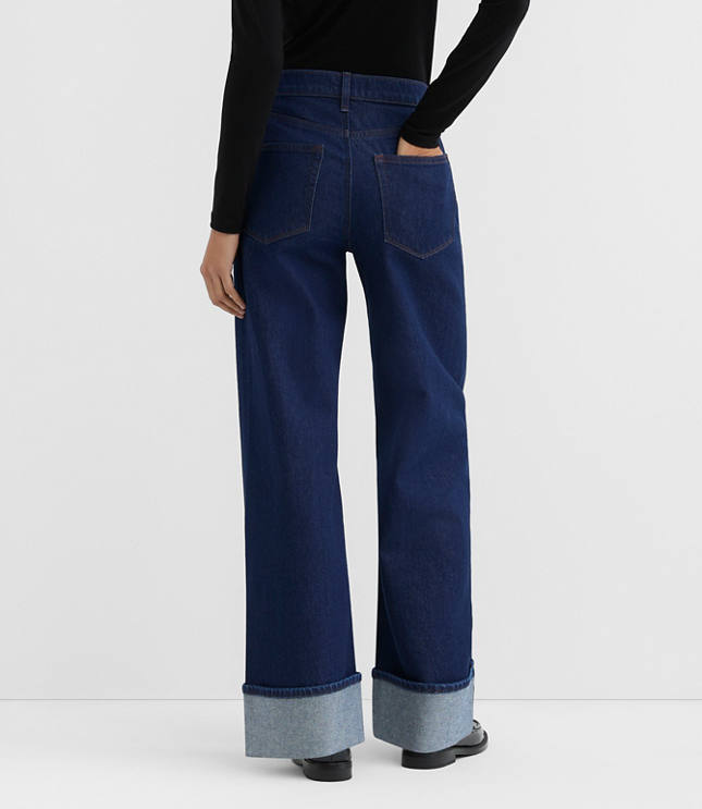 Rivete Tall Curvy Cuffed High Rise Wide Leg Jeans in Nova Wash