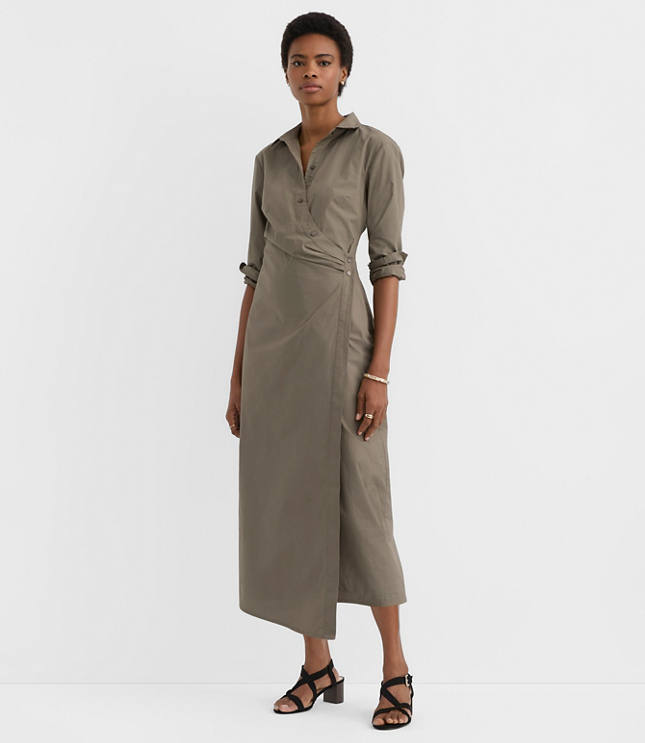 Petite Poplin Twist Midi Shirtdress