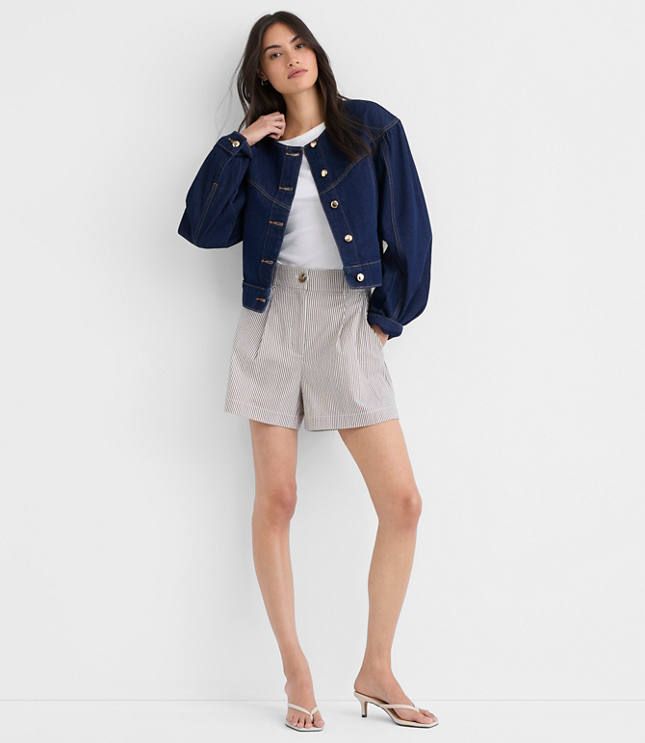 Balloon Sleeve Denim Jacket in Classic Rinse Wash