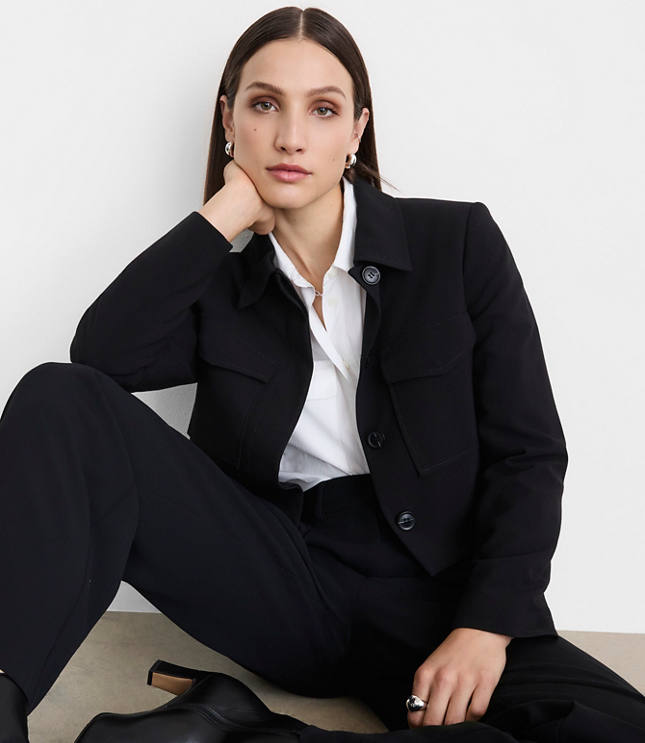 Petite LOFT Versa Seasonless Stretch Patch Pocket Jacket