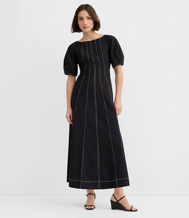 Petite Poplin Seamed Midi Pocket Dress