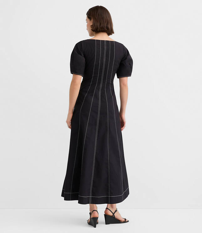 Petite Poplin Seamed Midi Pocket Dress
