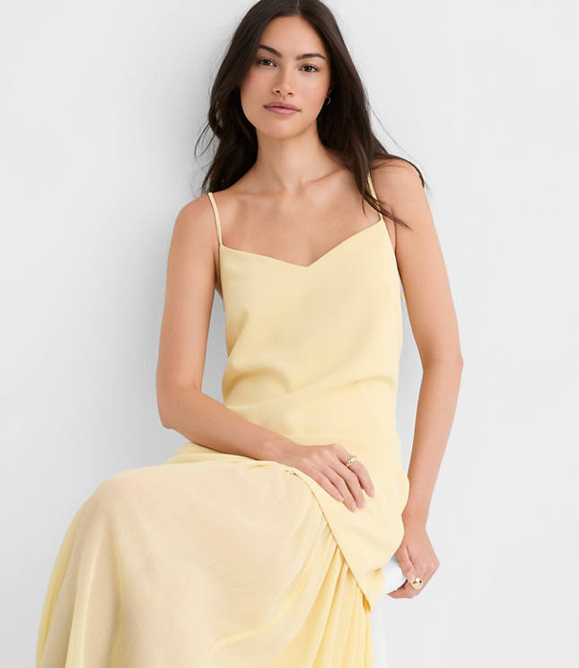 Scarf Mixed Media Maxi Dress